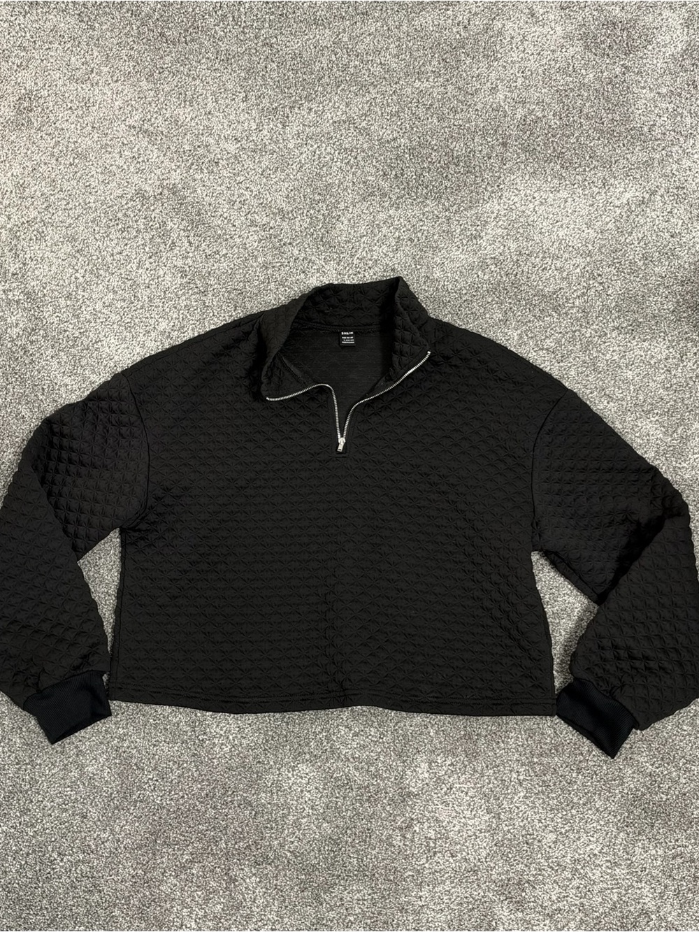 Black Quarter-Zip Textured Sweater